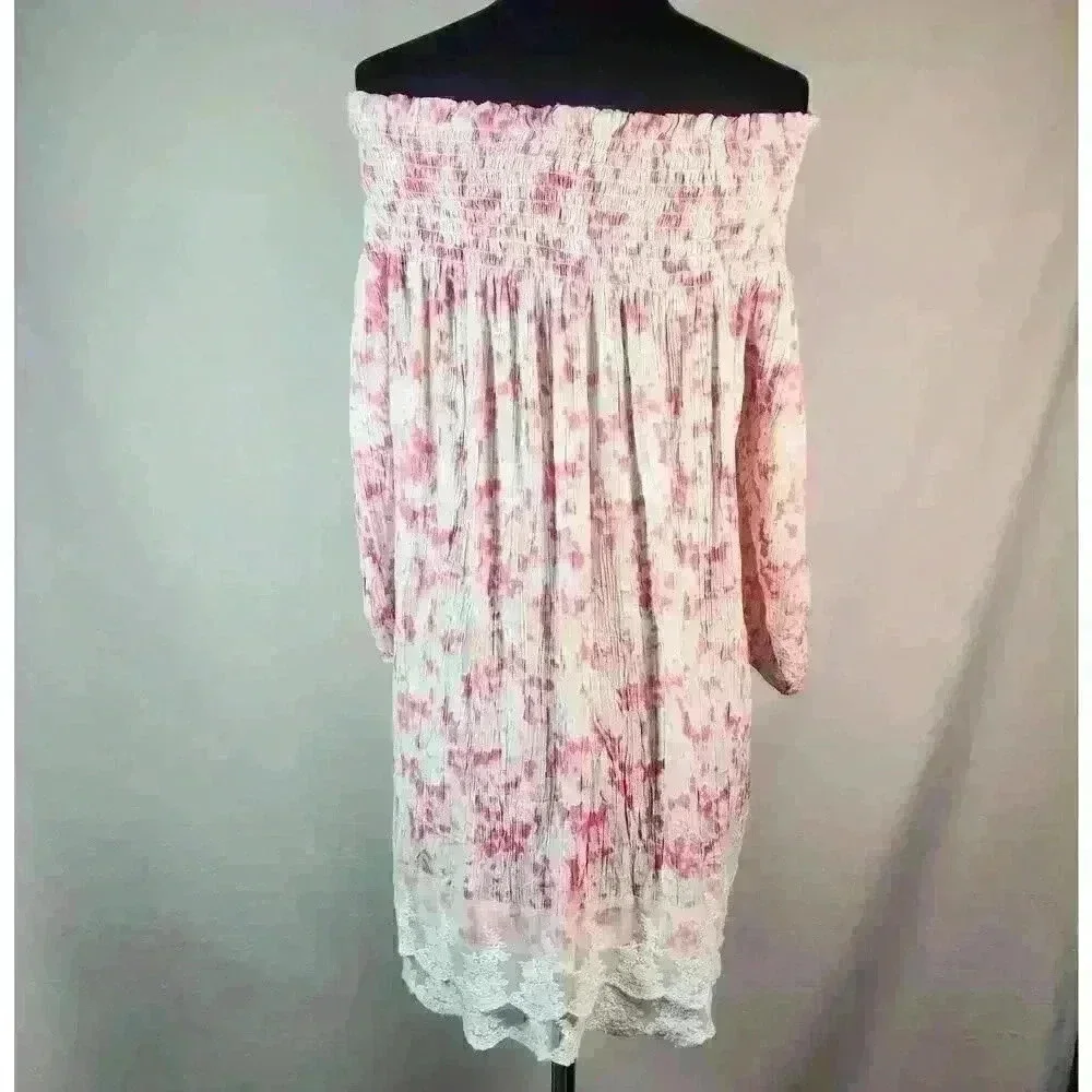 Tantrums Womens' XXL Light-Weight Crinkle Top 3/4 Sleeves Off-The-Shoulder Top - Picture 2 of 8